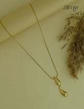 Anti Tarnish Gold Tone Teardrop Duo Pendant Simple Necklace-ZF1012134